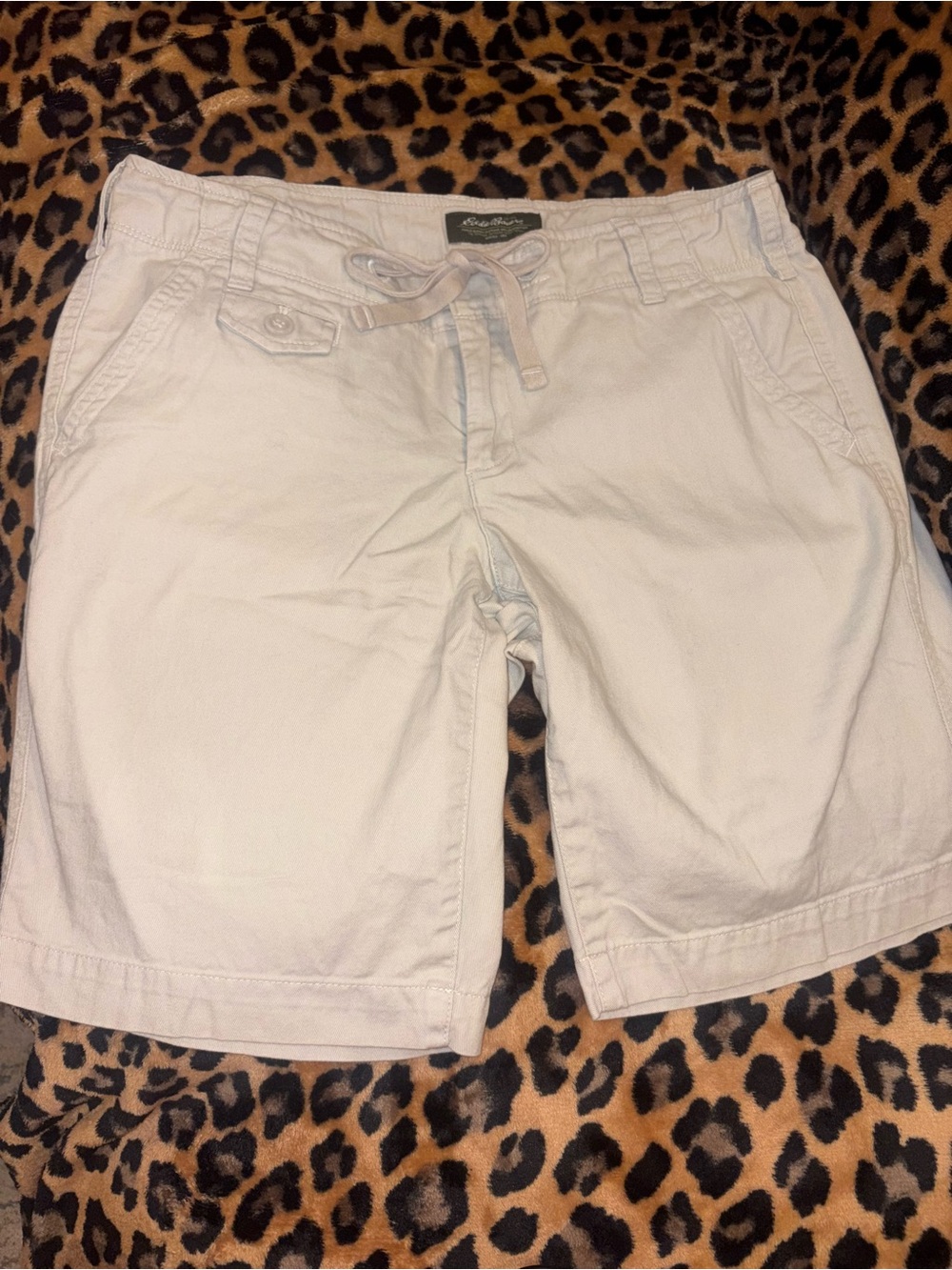 Vintage Eddie Bauer Cream Drawstring Bermuda Cotton Y2K Shorts Women’s 8